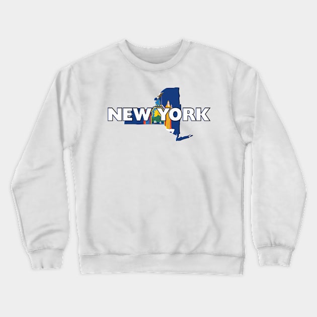 New York Colored State Crewneck Sweatshirt by m2inspiration